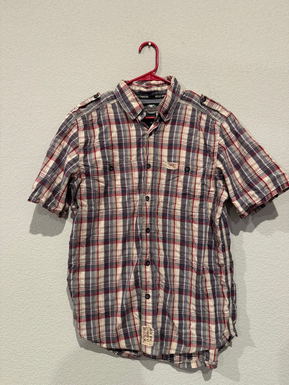Harley Davidson Flannel Short Sleeve Mens M